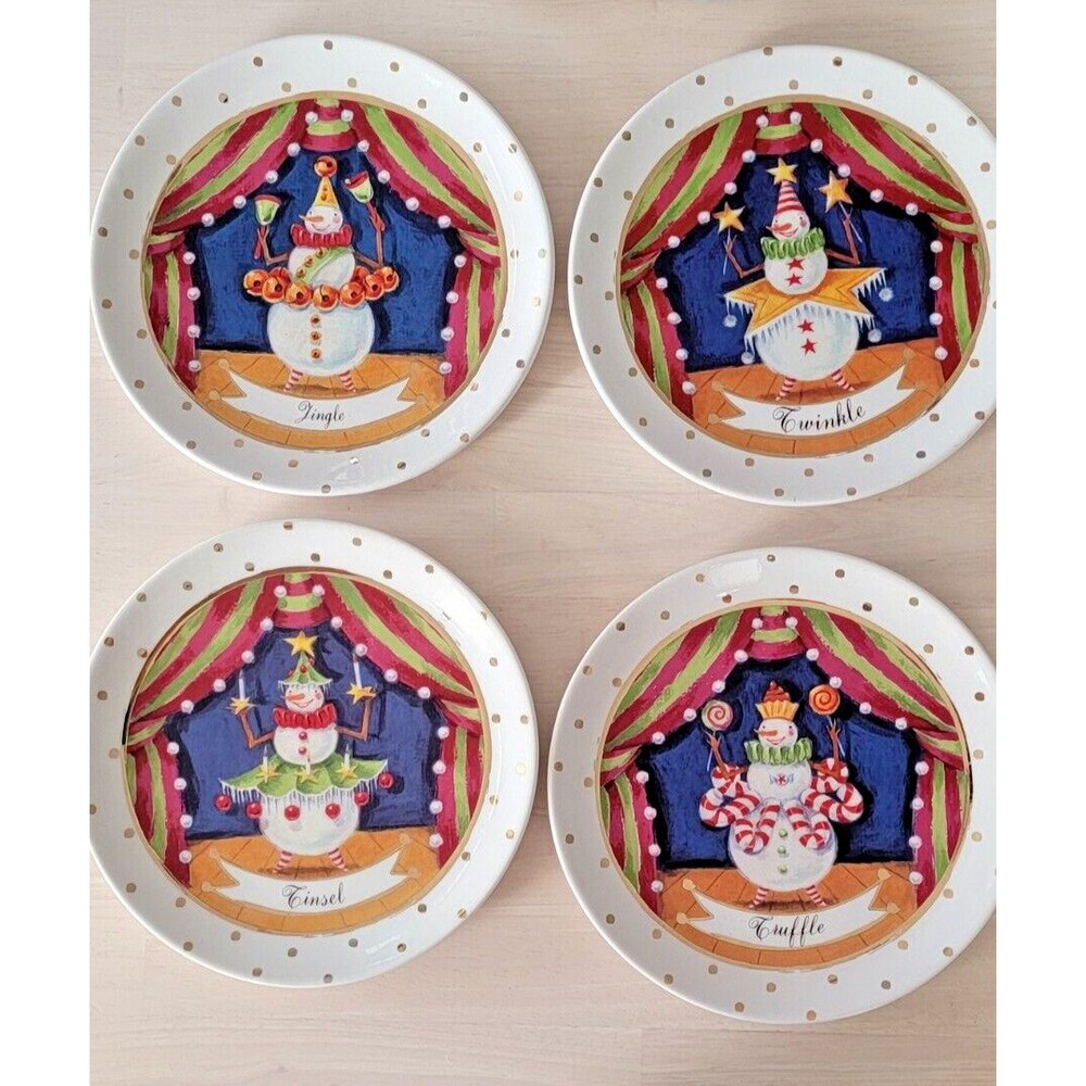 Dept. 56 Snow Biz Ceramic Dessert Plates - Set of 4, Retired